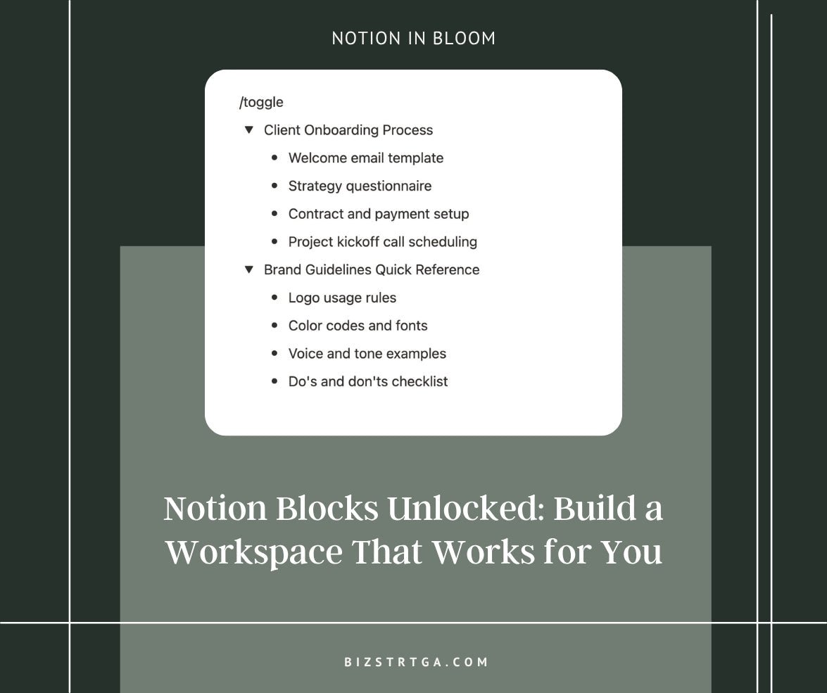 Notion Blocks Unlocked: Build a Workspace That Works for You - Biz Strtga