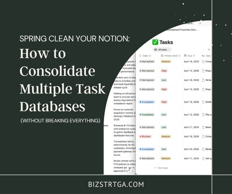 Spring Clean Your Notion: How to Consolidate Multiple Task Databases (Without Breaking Everything) - Biz Strtga