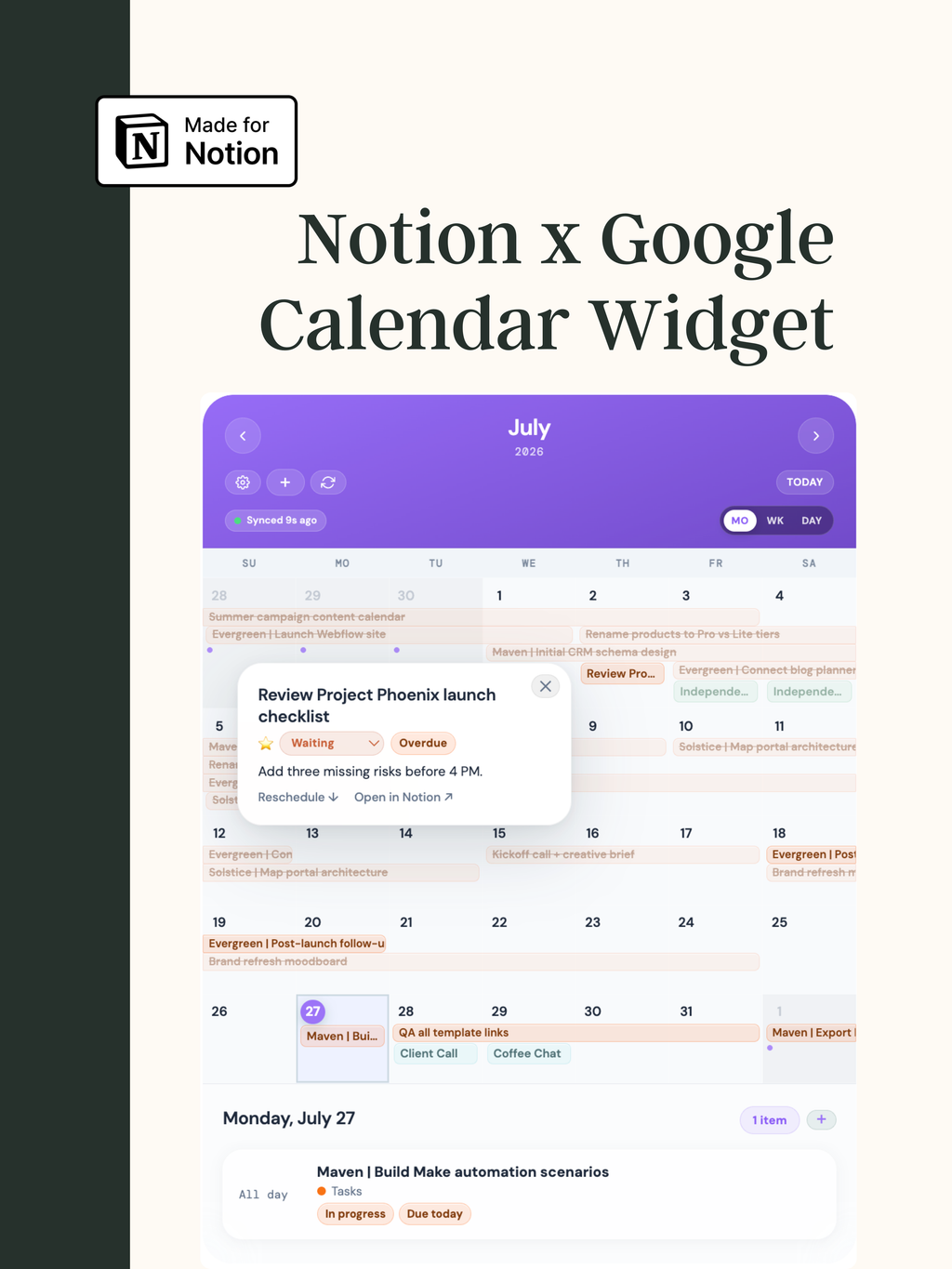 Notion x Google Calendar Widget