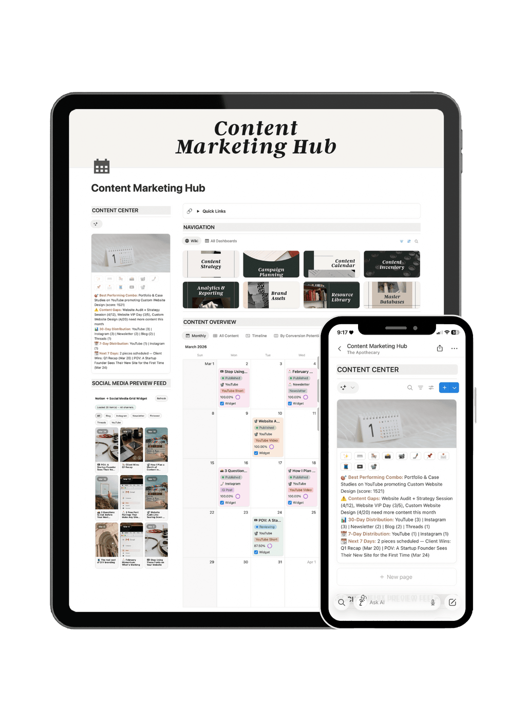Content Marketing Hub Notion Template - Biz Strtga