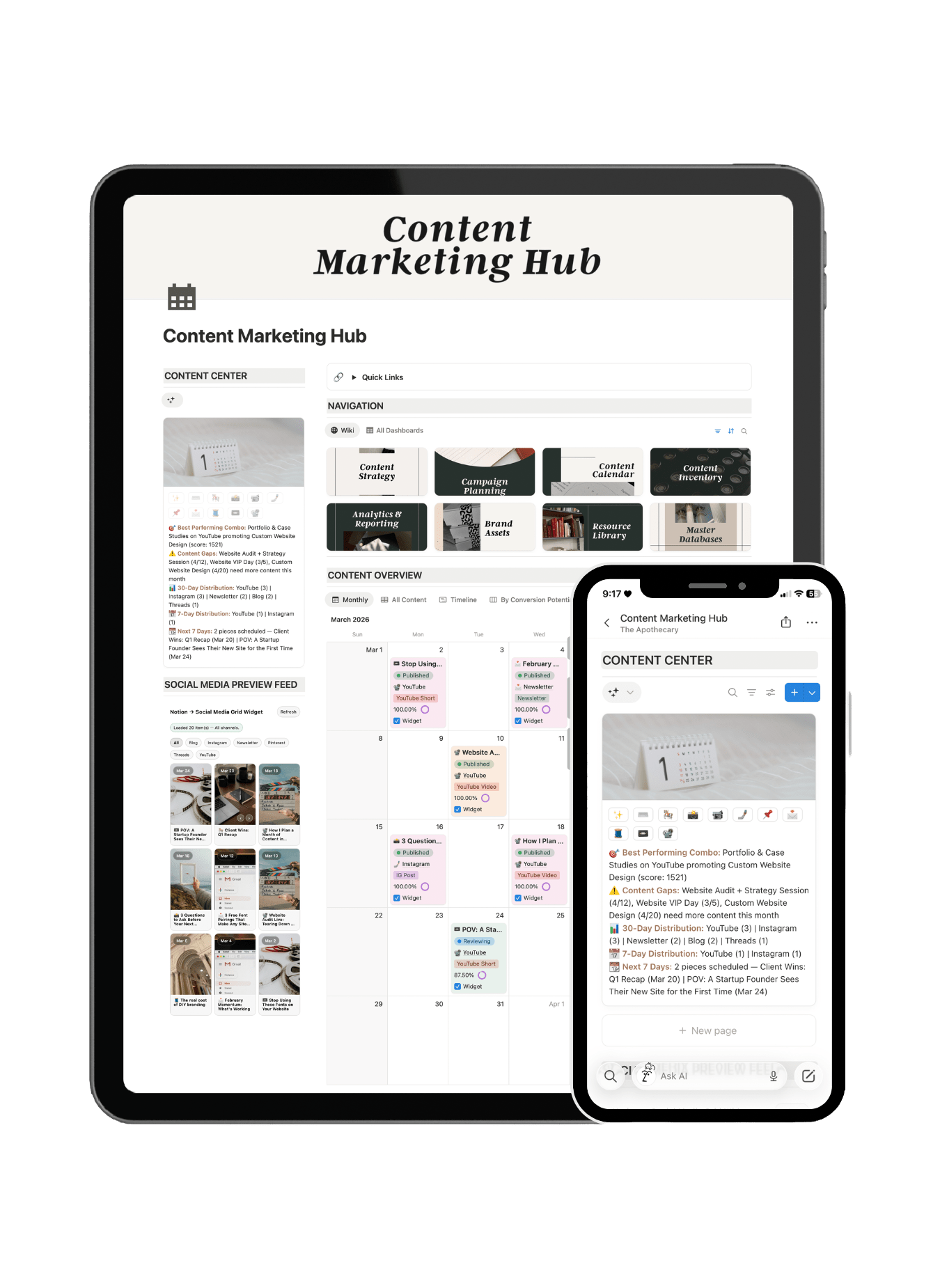 Content Marketing Hub Notion Template - Biz Strtga