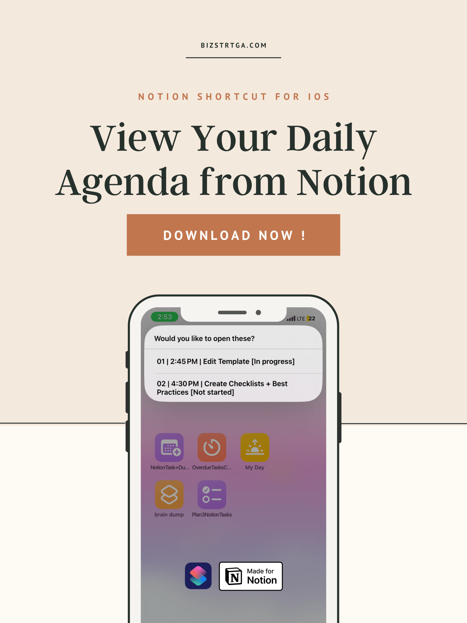 Notion Shortcuts for iOS - Biz Strtga