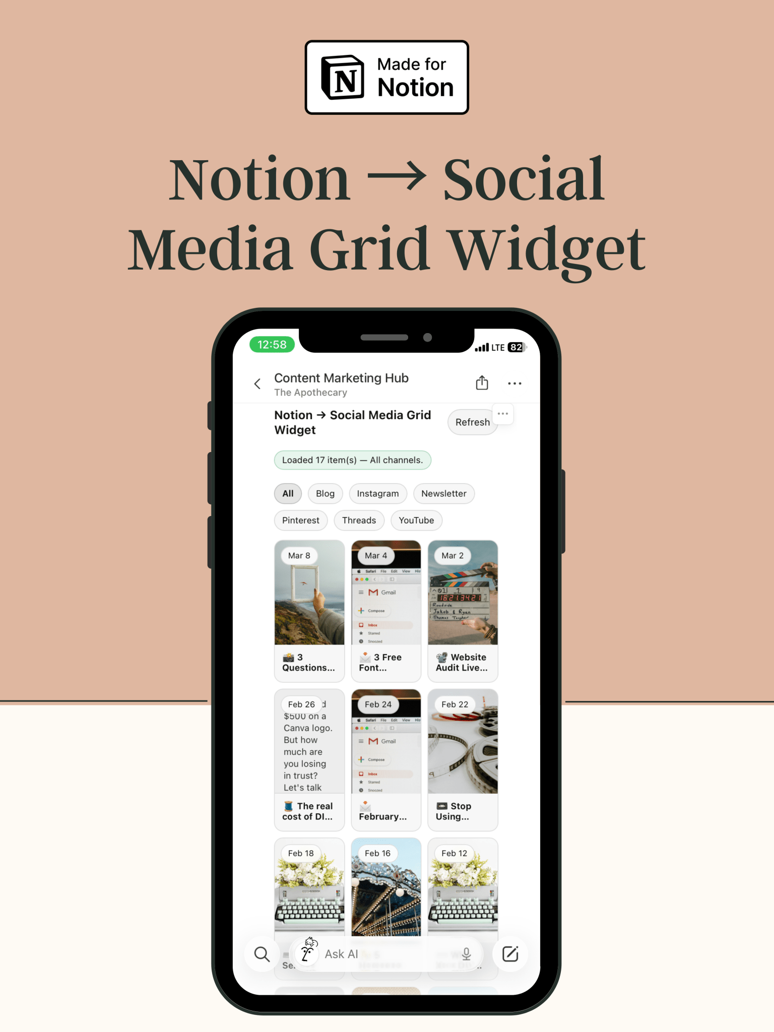 Notion → Social Media Grid Widget - Biz Strtga