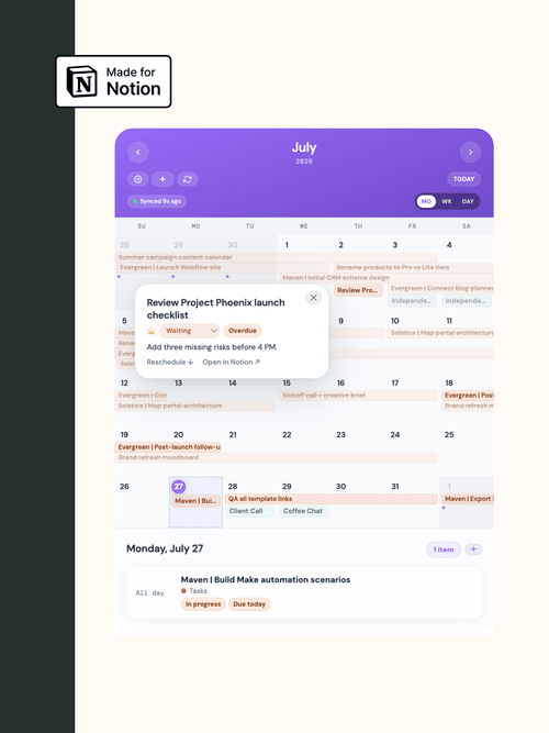 Notion x Google Calendar Widget - Biz Strtga