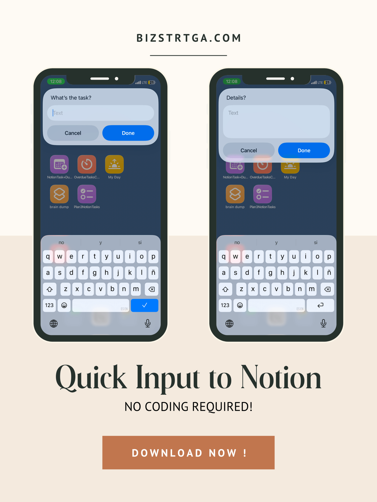 Quick Input to Notion (Apple Shortcut for iPhone) - Biz Strtga