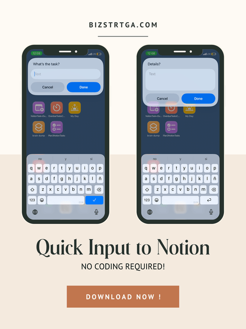 Quick Input to Notion (Apple Shortcut for iPhone) - Biz Strtga